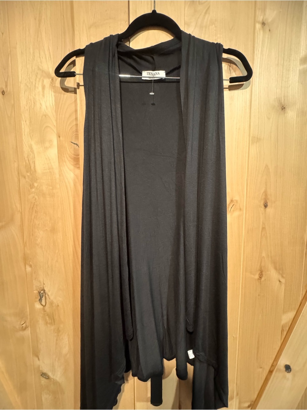 Zenana Black Sleeveless Drape Cardigan